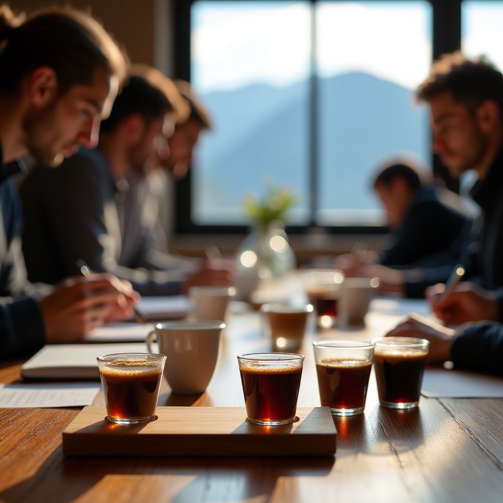 Coffee cupping session with local producers in British Columbia
