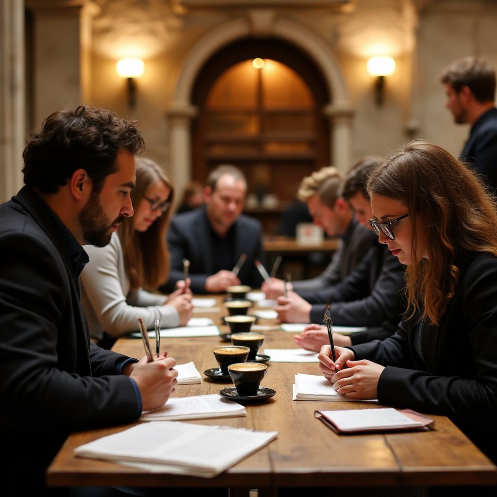 Coffee cupping session in Montreal heritage building