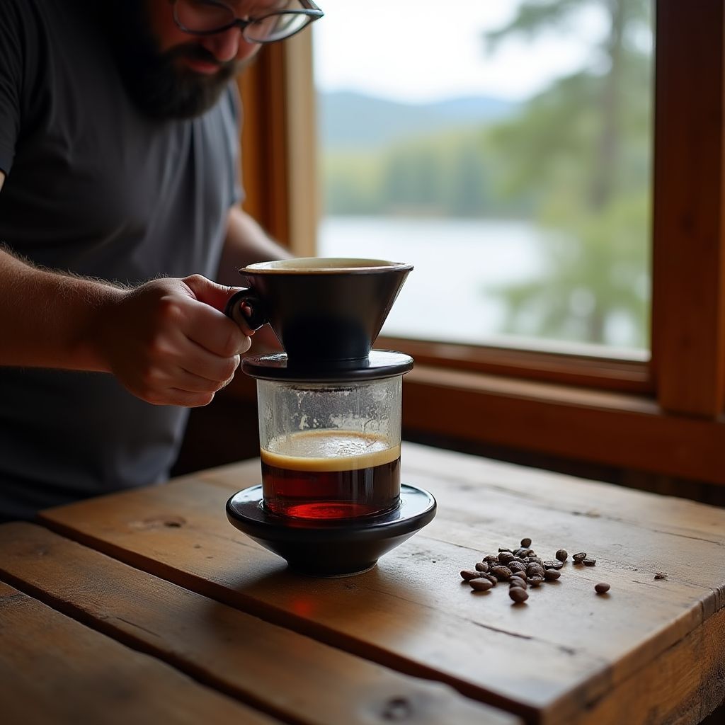 Aeropress brewing with Canadian maple coffee beans