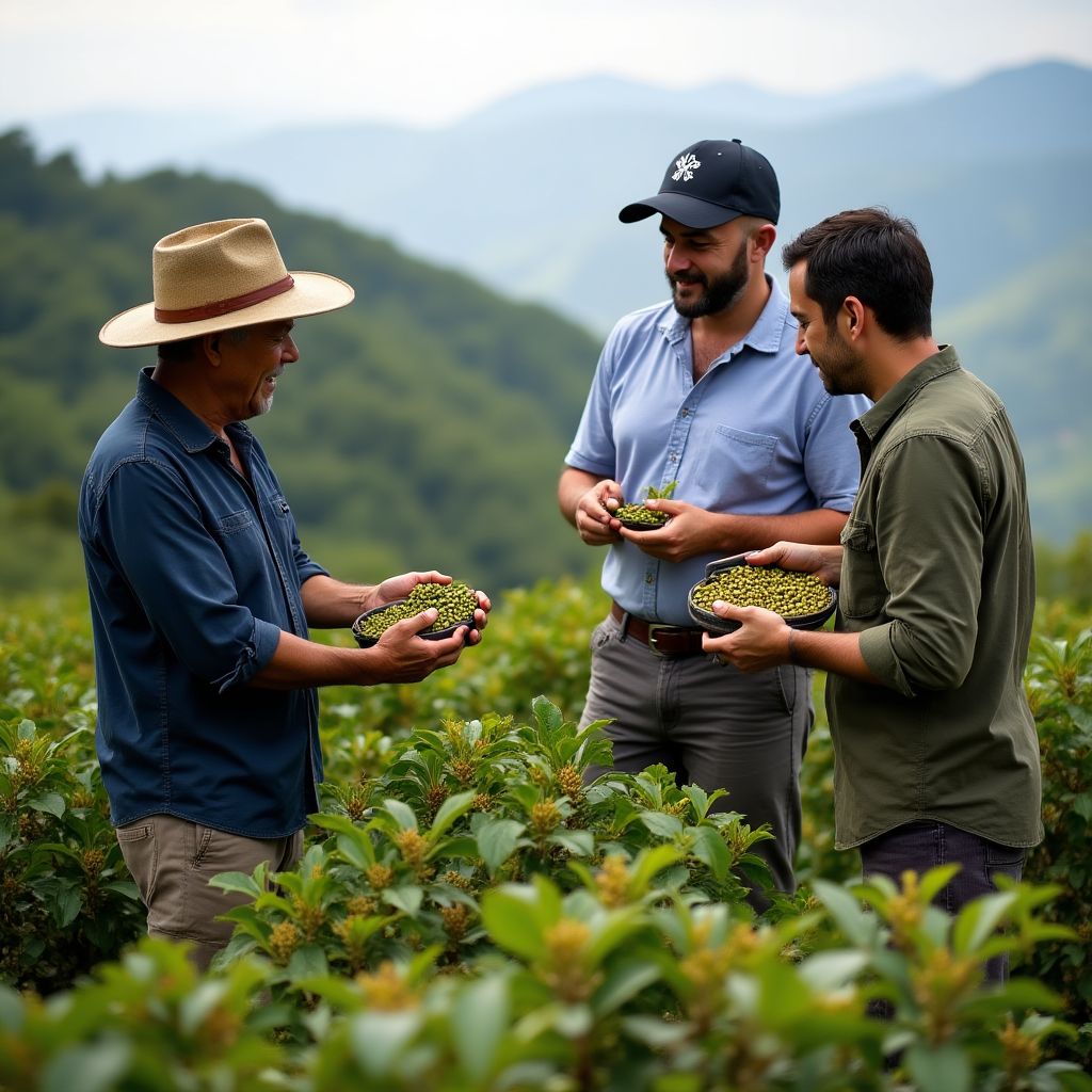 Canadian roaster meeting with coffee farmers in Colombia