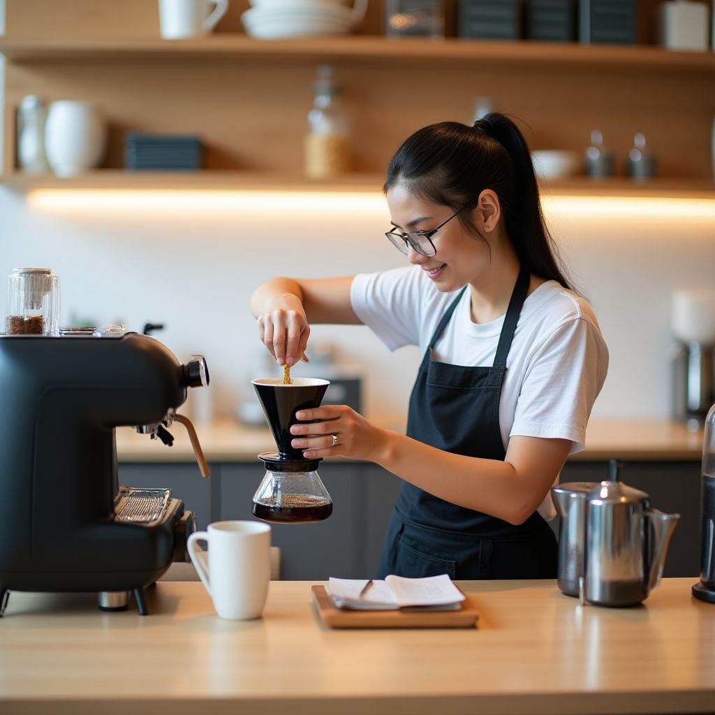 Modern specialty coffee shop in Vancouver with pour-over brewing