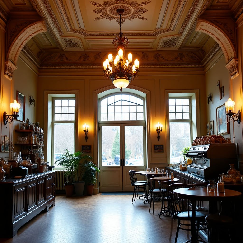 Historic Montreal cafe with European influence